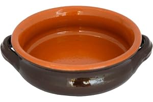 Colì Tegame Senza Coperchio con Manici, Terrina Brunella in Terracotta, Zuppiera con Manici, Maioliche e Terrecotte dal 1650, Marrone, Diametro 20 cm