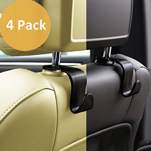 Sunferno Car Headrest Hooks Pack Stylish Back Seat Hanger
