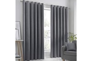 Fusion Jessica Strata Rideaux doublés à œillets Gris Anthracite 228 x 229 cm, Lin, Charbon, W229cm (90") x D229cm (90")