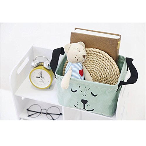 Inwagui Stoff Aufbewahrungsbox aus Baumwolle 2 Stück Aufbewahrungsbox, Aufbewahrungskorb aus Stoff Für Badezimmer Haushalt-Grün - 6