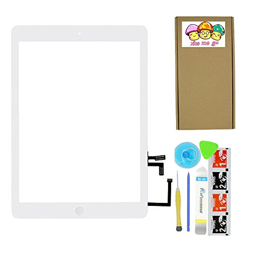 XIAO MO GU Touchscreen Digitizer Ersatz Vorderer Glas Display für iPad Air 1st Generation (iPad 5) A1474, A1475 mit Flexkabel und Werkzeug weiß Ersatz