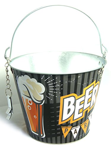 Preisvergleich Produktbild Metall Biereimer mit Flaschenöffner, sz, beer party