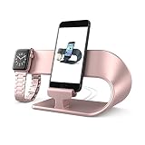 PUGO TOP Stand Ladestander für Apple Watch Series 4 Series 3 Series 2 Series 1,iWatch Stand,iPhone,iPad Dock Station(Rose Gold)