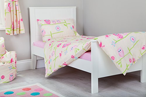 Ready Steady Bed Children's Junior Cot Bed Size Owls Print Duvet Cover Set. Size: 120cm x 150cm