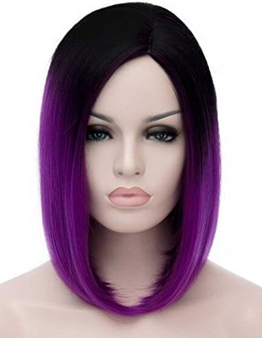 WPQES Fashion Shoudler Length Mixed Color Synthetic Bob Wig Hot Sale (Black To Purple)
