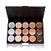 LEORX Face Contour Kit Highlighter Makeup Kit 15 Colour Cream Concealer Palette with 10pcs Brush