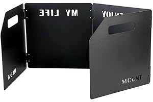 VIAFOREST Folding Gas Stove Windshield Stainless Steel Camping BBQ Burner Windscreen 4-Fold Cassette Windproof Shield 50x25x25cm(black)