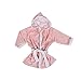 Produktbild Casa Colori Baby Bademantel Frottier kuschelig warm gestreift Kapuze und Gürtel, Farbe:Rose-Weiss, Größe:62-68