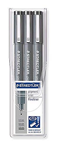 Staedtler 308 WP3 SP Rotuladores Fineliner Pigment Liner Estuche con 3 unidades