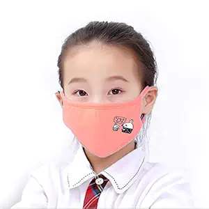 BIZZARE 3-12 years old Cartoon boys girls kids cotton masks anti-pollution cute Children mouth mask Windproof Anti-Dust Face Masks (Pink)