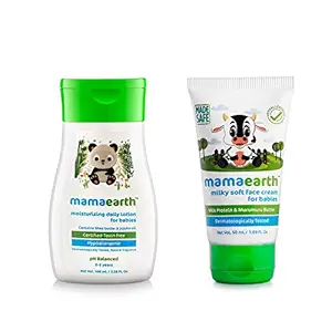 Mamaearth Moisturizing Daily Lotion For Babies + Milky Soft Natural Baby Face Cream for Babies