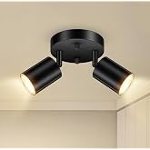 Rsylight Retro Siyah Metal 2 Li Led spot Tavan Plofyoner 180 Derece Hareketli Beyaz Ampullu