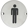 ZSS01SS Male Toilet Sign Sex Symbol 76mm Dia Satin Stainless Steel from The Door Handle Store