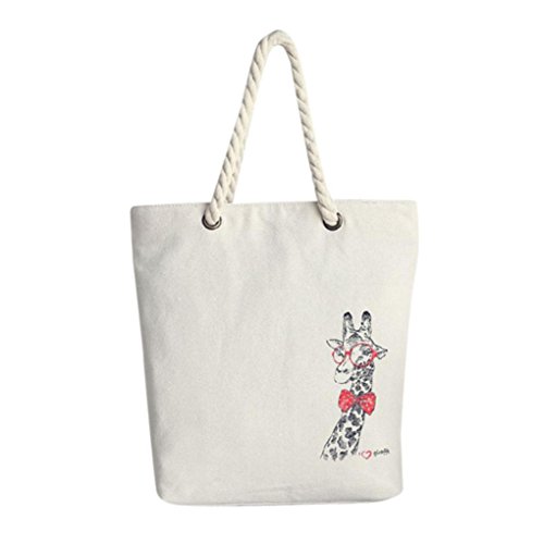 OHQ Hibou Impression Grande Capacité Ordinateur Portable Sac à BandoulièRe Beige Marine Gris Toile Cartoon Main Dames Sacs Fourre-Tout a Femmes Bandoulieres Pas Cher De Marque (B)