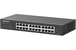 Mercusys TP-Link MS124GS Gigabit-switch med 24 portar, stationär eller rackmontering, Plug & Play, trafikprioritet, förebygga