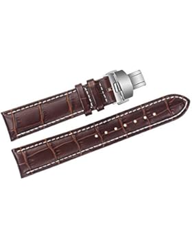 22mm braun Luxus Ersatz Lederarmbändern / Bands handgefertigt mit weißen Nähten für Schweizer Top-Grade-Marken
