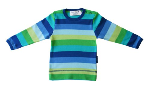 Toby Tiger Unisex Baby Organic Stripe Long Sleeve T-Shirt Blue Multi 6 - 12 Months