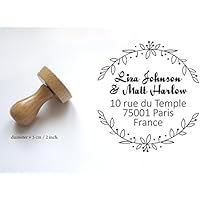 personalisierter Stempel, Adresse oder Hochzeitsstempel, zum mit Ihrem Text, runde Form 5cm zu personifizieren