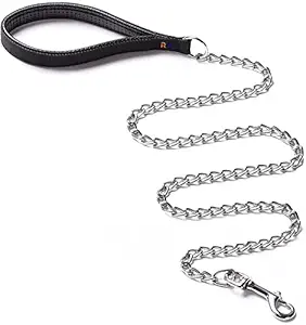 RvPaws Heavy Duty Dog Leash,Metal Dog Leash Dog Chain with Padded Handle for Large & Medium Size Dogs- Color May Vary