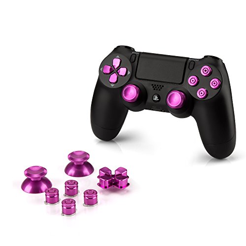 Preisvergleich Produktbild OKCS® Sony Playstation 4 Dualshock 4 Controller Aluminium Buttons Ersatzteile Thumbsticks Tasten Steuerkreuz PS4 in Pink