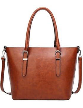 PB-SOAR Damen Vintage Elegant Henkeltasche Schultertasche Ledertasche Shopper Umhängetasche Handtasche