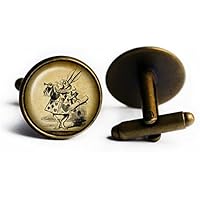 Alice in Wonderland White Rabbit Weißer Hase Antike Bronze Manschettenknöpfe