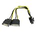 Produktbild Rokoo 1/5 Stück Dual SATA 15Pin Stecker auf PCI-e Express Karte 6Pin Weibliche Grafikkarte Stromkabel 18 cm