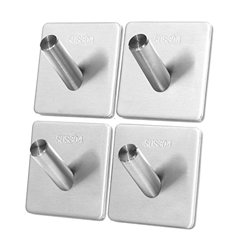 SPAHER Selbstklebend Handtuchhaken Haken Wasserdicht 304 Edelstahl 3M Badezimmer Abnehmbare Toilette Hut Robe Schränke Mantel Sticky Storage Wandaufhängung Rack Rail Bad Handtuchhalter 4 Pack