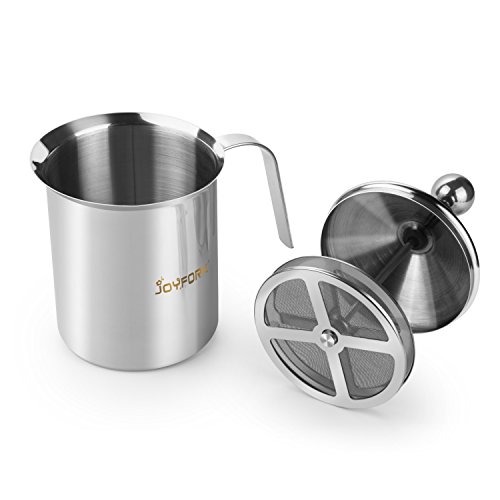 comprare on line 400 ml Montalatte, joyfork schiumalatte in acciaio inox doppia rete manuale Latte Creamer Schiuma di latte prezzo