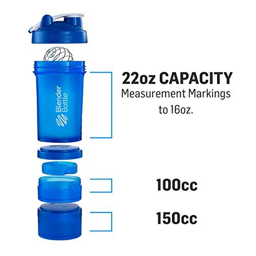BlenderBottle Prostak Protein Shaker / Diät Shaker (650ml, skaliert bis 450ml, mit 2 Container 150ml & 100ml, 1 Pillenfach) Orange - 2
