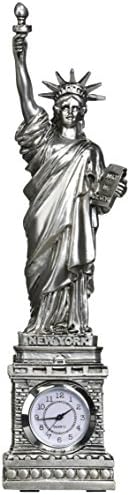 Forgot My Souvenirs Silver Statue of Liberty Clock 10" Figurine; New York City Clocks and Statues of NYC