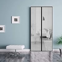 Classic Mosquito Net Magnetic Screen(190 cm X 80 cm, Black) Polyester Mesh Curtain Patio Door Mesh with Full Frame Hook…
