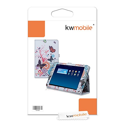 kwmobile Hülle für Huawei MediaPad T1 8.0 / Honor T1 – Tabletcover Slim Case Tablet Schutzhülle – Smart Cover Tabletcase Schmetterlinge Hippie Design Mehrfarbig Pink Weiß - 7