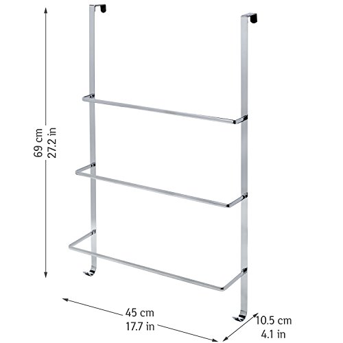 ArtMoon Luck über Tür 3-Tier Handtuchhalter mit 2 Haken Stahl verchromt 49X10.6X54cm - 2