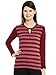 Hypernation Maroon Stripe Cotton Key Hole Top For Women RS.699.00