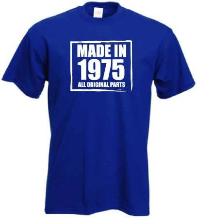 SHOEBOB Made In 1975 All Original Parts 43rd Birthday t Shirt Perfect Gift or Present (Large, Blue)