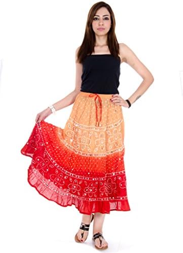 Cotton Bandhej Long Skirt for Women