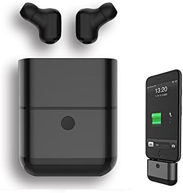 True Wireless Earbuds Portable Mini In Ear Bluetooth Headphones Noise Cancelling Waterproof Headset Sport Gym Running Work Earpiece with Mic Charging Box for Smart Phone Headphones (Black)