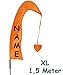Produktbild 1 Stück _ XL - 1,5 m - Windfahne / Balifahne - " ORANGE " - incl. Name - mit Fahnenstange - UV-beständig & wetterfest - Windrichtungsanzeige - aus Nylon / Flagge Windrichtungsanzeiger - für Außen - Bali Gartenfahne - Gebetsfahne Umbul Umbulfahne - Dekofahne - Asiafahne - Strandartikel / Bali-Fahne - Gartenfahne - Windspiel - Wimpel - Flaggen - Baliflagge - Tempelfahnen