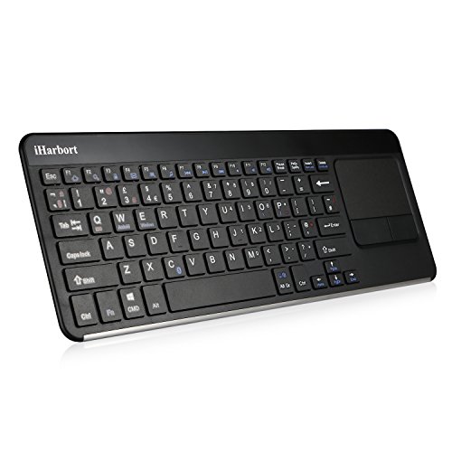 iHarbort®Ultra dünne drahtlose Wireless Bluetooth QWERTY Tastatur UK-Layout Mit integriertem touchpad für Mac OS X / Windows / Linux / Notebook / Laptop / Netbook / Mac Book / iPad Tablet / Samsung Galaxy Tabs / Smartphones / iPhone (UK-Layout, Schwarz) - 2