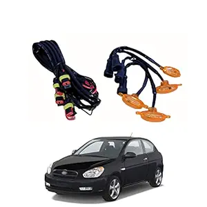 PRIKNIK LED Grille Lights Amber Yellow Grill Led with Fuse Adapter Wiring Harness Kit (4PCS, Amber Shell with Amber Light) Compatible with Accent Viva