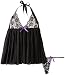 Produktbild Fantasy Dessous Curve 3 x große/4 x große schwarz Plissee Neckholder Spitze Cup Chemise und passendem String
