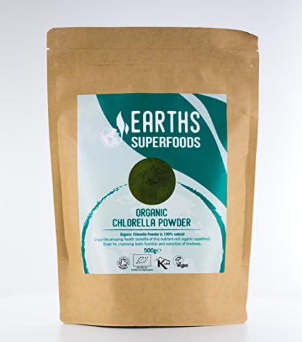 Organic Chlorella Powder by Earths Superfoods | 100% Natural, Broken Cell Wall, Soil Association Certified Chlorella Powder (500g)