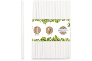 BIOZOYG Pajitas de papel 20 cm pajita 5 mm Ø I pajita biodegradable I pajitas blancas enrolladas verticalmente I Pajitas de fiesta para cócteles I pajitas de papel 250 unidades