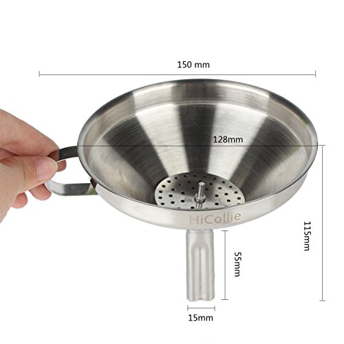 Hicollie Edelstahl Trichter mit abnehmbarem Sieb für ätherischen Öl und Mamelade, 12cm - 2