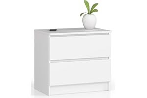 ‎AKORD AKORD Kommode K60 mit 2 Schubladen | für das Wohnzimmer Schlafzimmer Schrank Büro Arbeitszimmer | Modernes Funktionales Design | B60 x H55 x T40 cm, Gewicht 20kg | Weiß