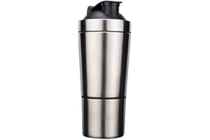 ROCKY&CHAO agitateur proteine en Acier Inoxydable Simple de Mur Nutrition avec Boule de Melange,Bouteille du Sport de Fitness, Shaker Bouilloire de Double echelle 700ML + 200ML
