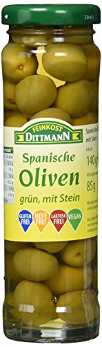 Preisvergleich Produktbild Feinkost Dittmann Grüne Oliven mit Stein, 85 g