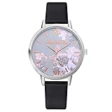 Armbanduhr Damen Ronamick Silikonuhr der Art- und Weisefrauen bedruckte Blume kausale Quarz-analoge Armbanduhren Armband Armbanduhr Uhr Uhren(BK)