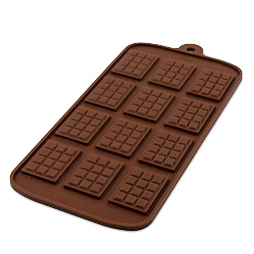 Silikonform mit Schokotafeln für Schokolade, Pralinen, Eiswürfel, Süßigkeiten, Party, Dekoration, Kinder – Geburtstag, Geschenk - Idee, backen, Farbe: Braun